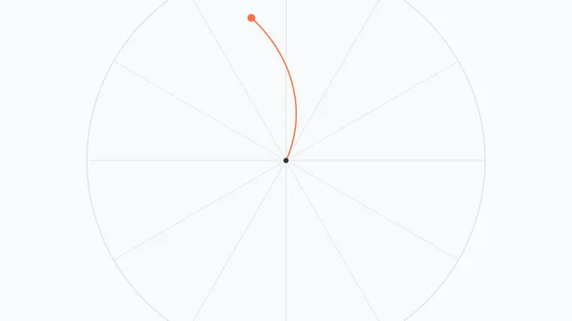 A ball thrown from the centre of a spinning disk, its path curving away from the target it was aimed at